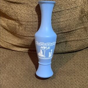 Blue Wedgewood Decorative Vase with White Design